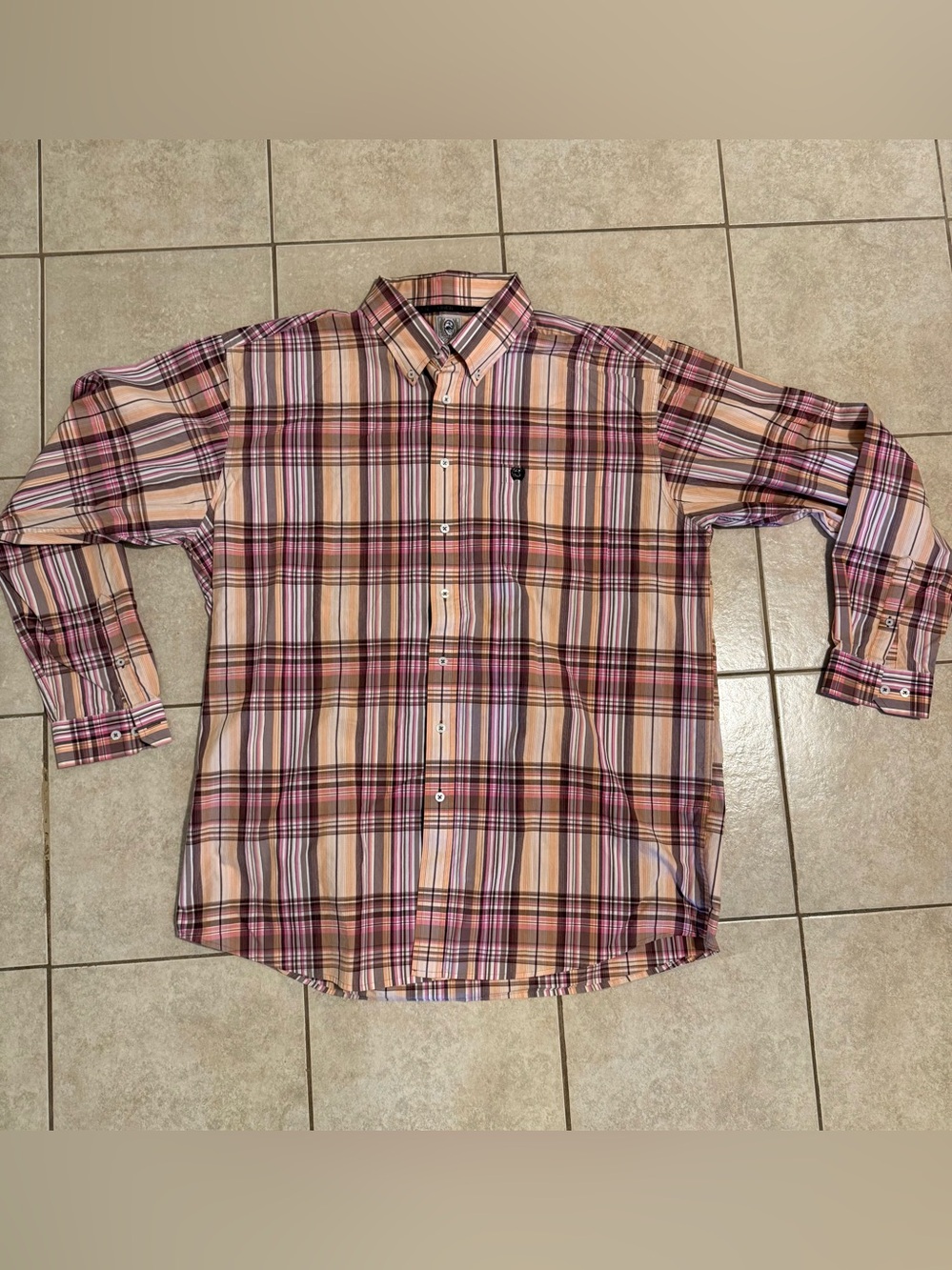 Cinch Men's XXL Multicolor Plaid Button-Down Long Sleeve Cotton Shirt
